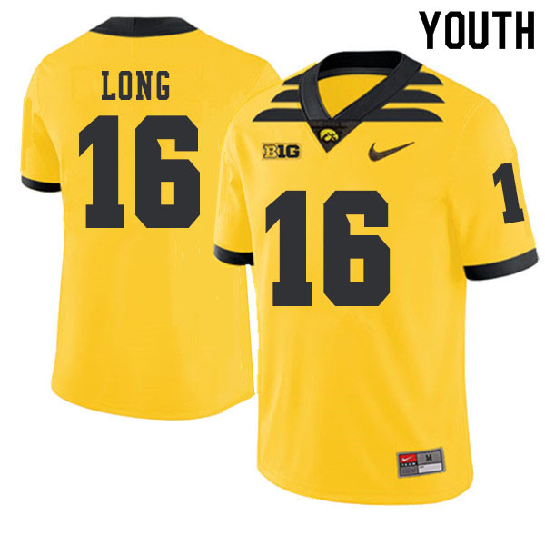 2019 Youth #16 Chuck Long Iowa Hawkeyes College Football Alternate Jerseys Sale-Gold